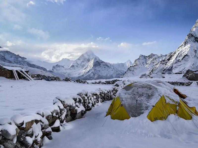 Beautiful Himalayan view with traditional Nepali homestay